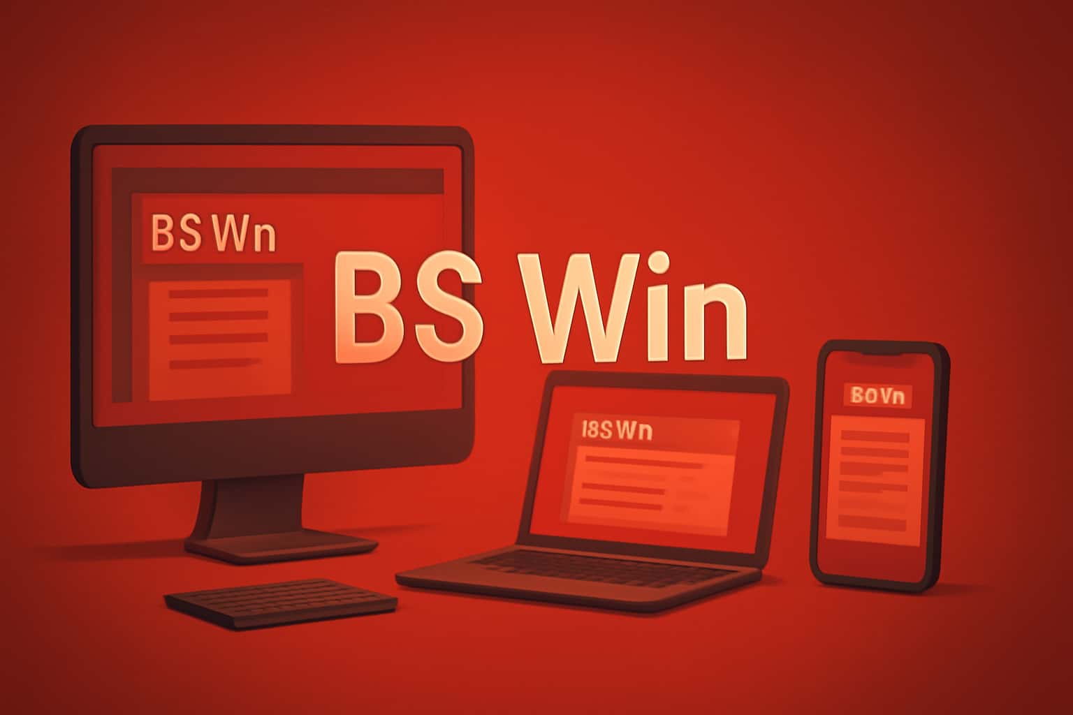 An illustrative scene about accessing BS Win from various devices, featuring 'BS Win' text.
