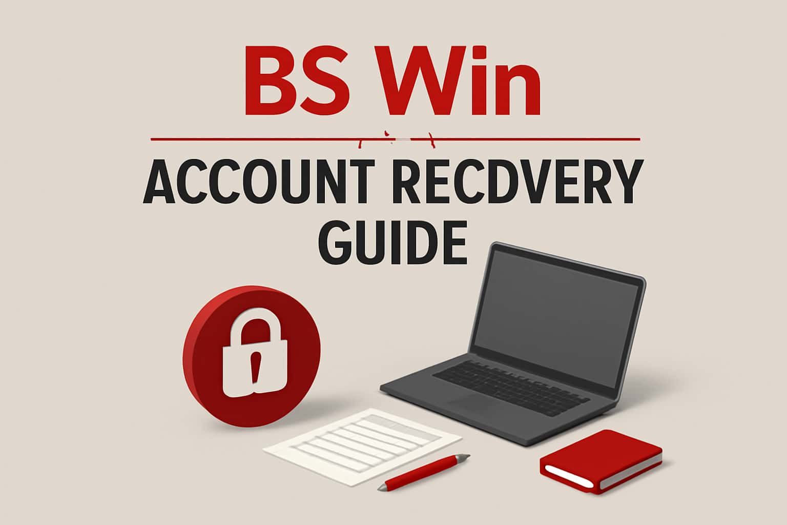 An informational image showing the BS Win Account Recovery Guide with relevant security icons and a professional design.