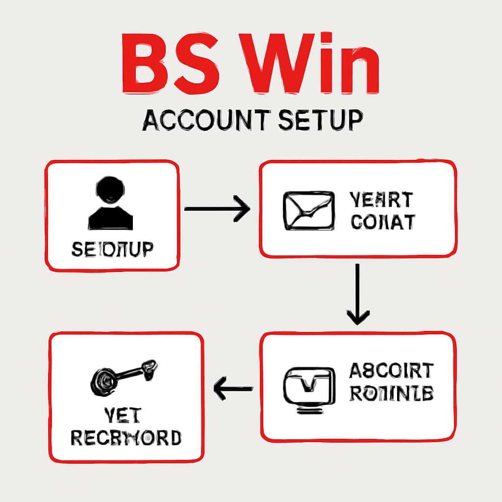 A diagram explaining the BS Win account setup process.