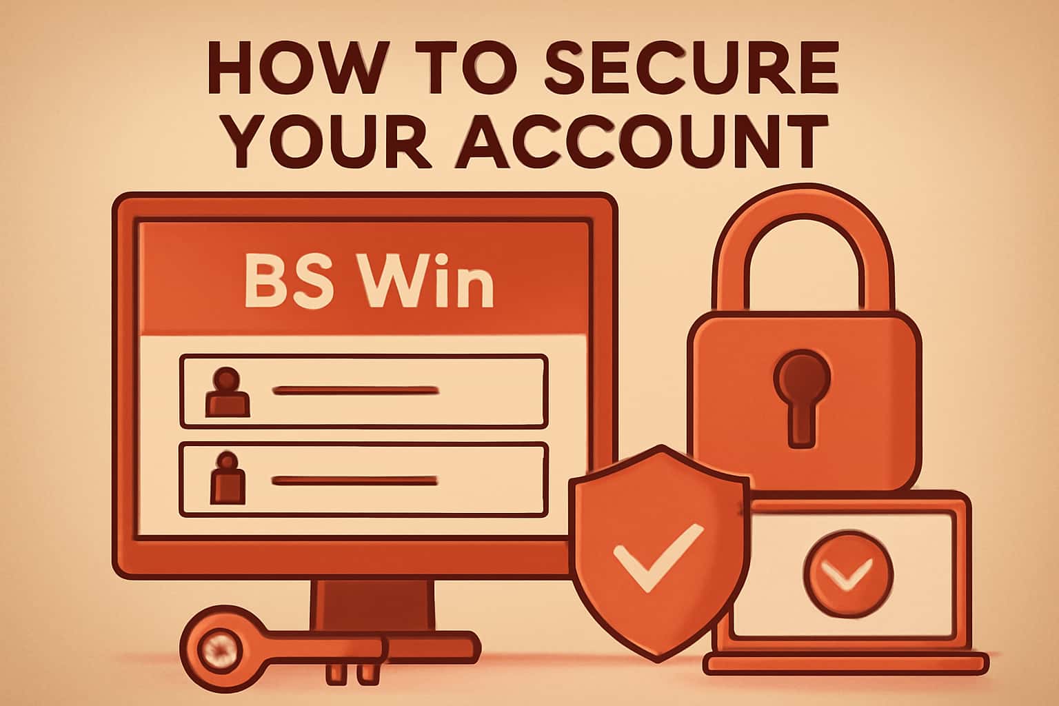 A visual representation of account security featuring the text 'How to Secure Your BS Win Account' in a high-tech design.