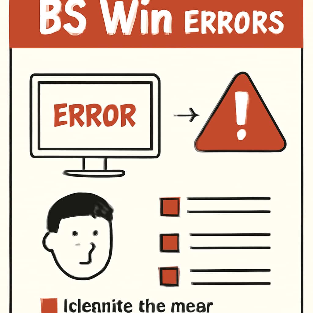 Illustration of troubleshooting steps for BS Win errors.