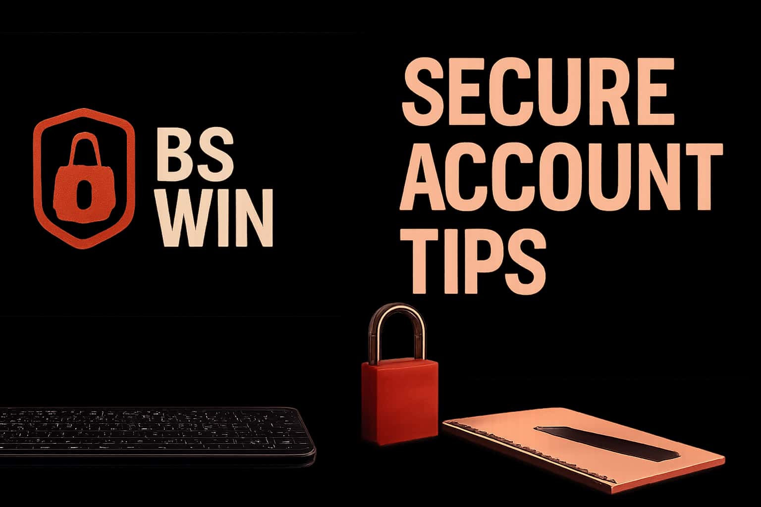 An informative visual representation of Secure BS Win Account Tips with a high-tech theme.