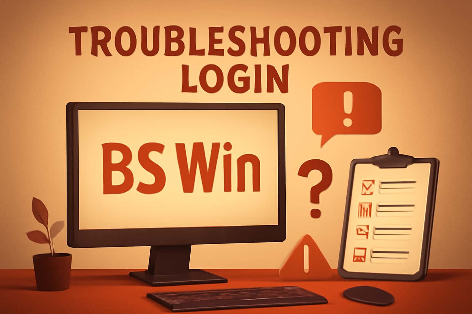 A professional representation of troubleshooting login issues for BS Win.