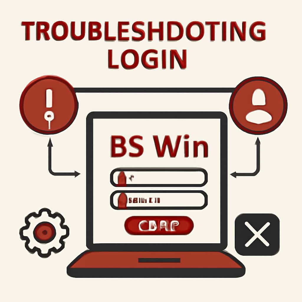 An educational illustration on troubleshooting BS Win login issues.